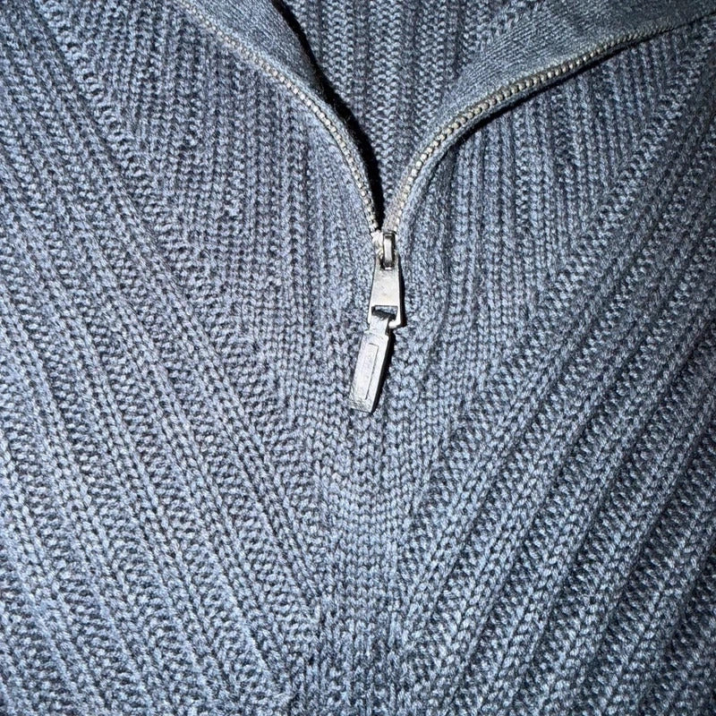 Calvin Klein vintage knitted navy quarter zip 3/4 sweater jumper size L 263