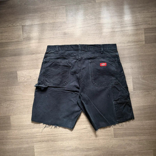 Vintage dickies Y2K black denim carpenter cargo jorts shorts W36 111