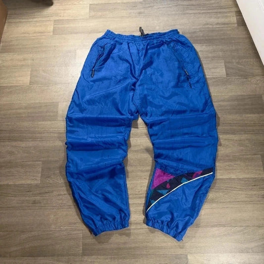 Vintage Umbro Trackie Pants XL Blue 90s Y2K mesh Nylon Geometric Football 217