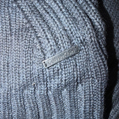 Calvin Klein vintage knitted navy quarter zip 3/4 sweater jumper size L 263