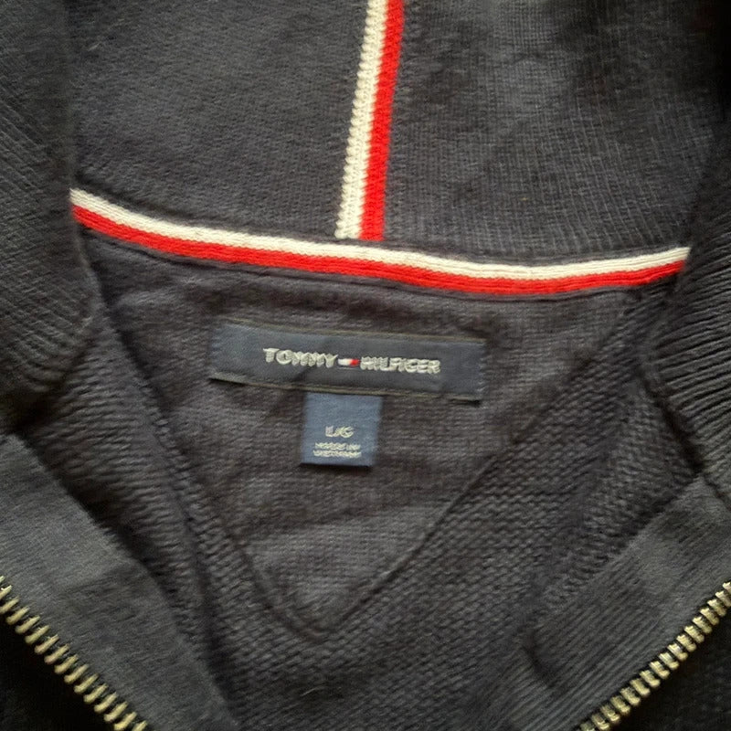 Tommy Hilfiger navy knit quarter zip sweater jumper men’s size L 067