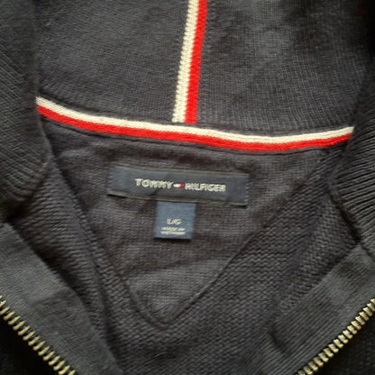 Tommy Hilfiger navy knit quarter zip sweater jumper men’s size L 067