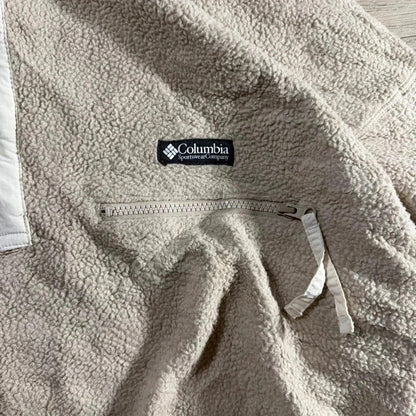 Vintage Columbia Sherpa Fleece Button Up Cream Beige Retro  pullover Y2K XXL 267
