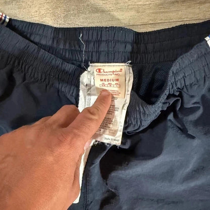 Vintage champion Y2K retro logo mesh lined baggy nylon track pant trousers M 216