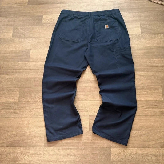 Carhartt rugged flex professional loose fit navy cavas work pant W38 L30 210