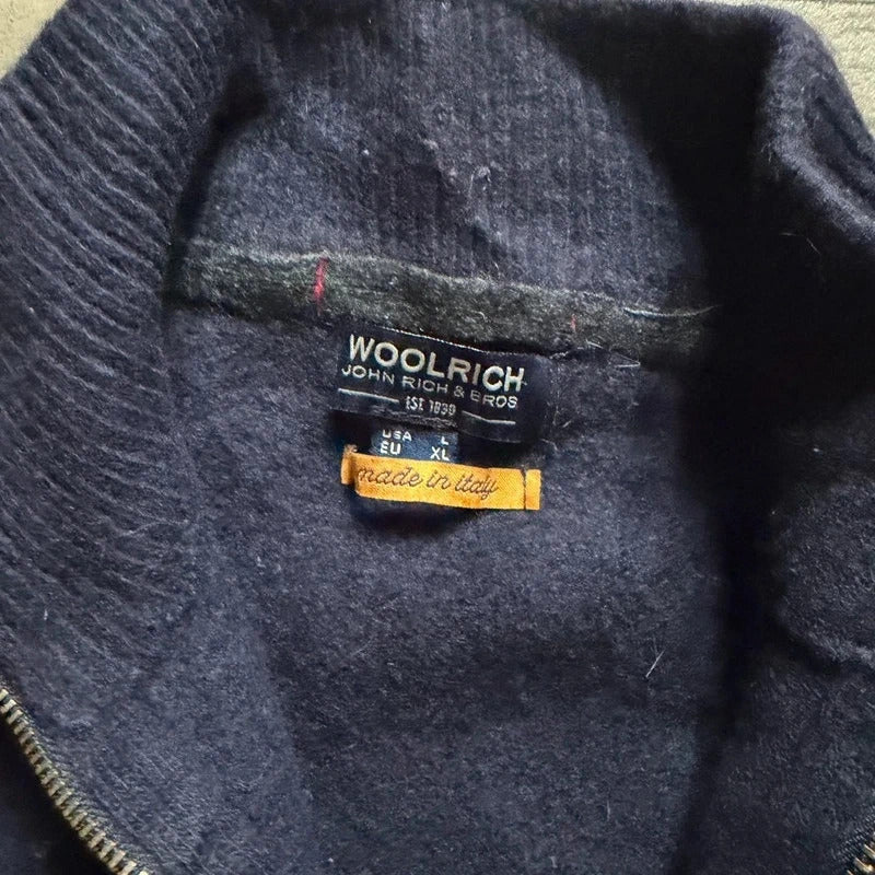 Woolrich vintage navy knitted 3/4 quarter zip sweater jumper size S 264