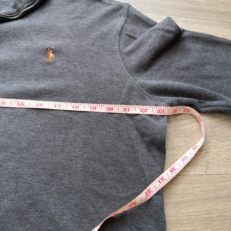 Ralph Lauren estate rib grey quarter zip 3/4 sweater jumper men’s size M 031