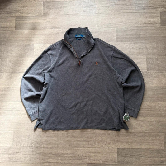 Ralph Lauren estate rib grey quarter zip 3/4 sweater jumper men’s size M 031