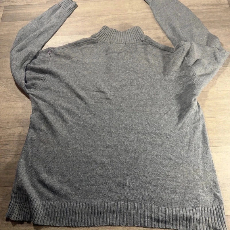 U.S polo Assn logo striped knitted quarter zip jumper grey/white size XL 234