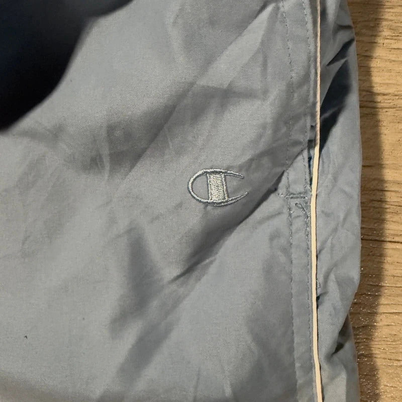 Vintage champion light blue Y2K logo nylon track pant size L 225