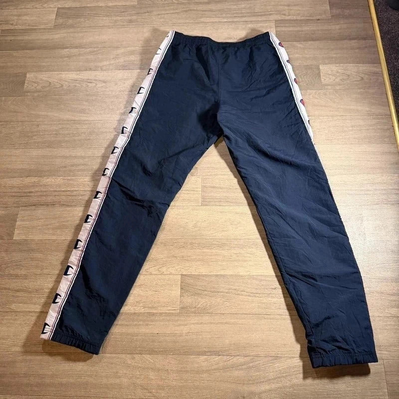 Vintage champion Y2K retro logo mesh lined baggy nylon track pant trousers M 216