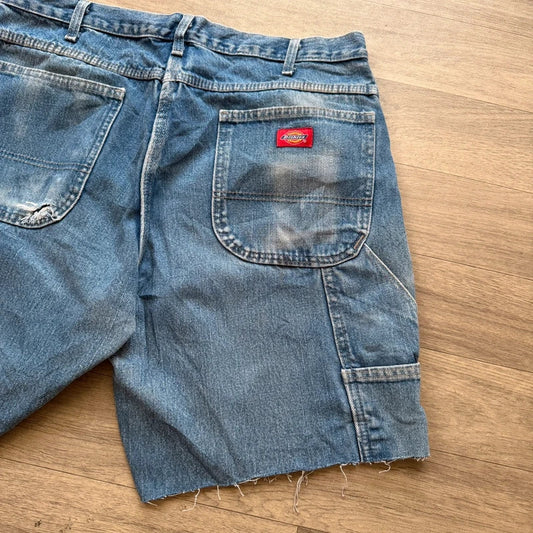 Vintage 2000s Dickies denim blue carpenter jean shorts Y2K W36 (12)