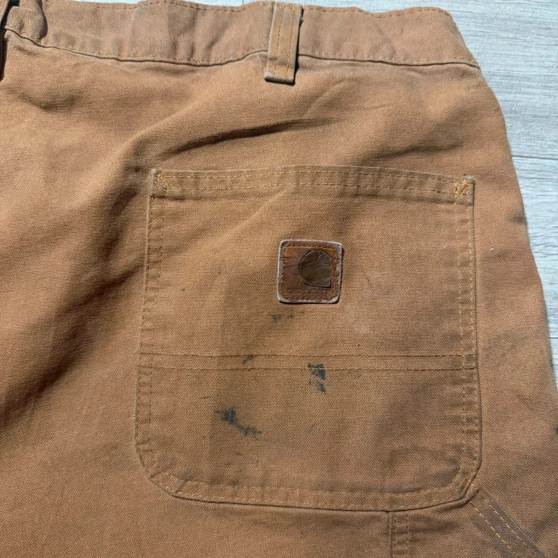 Vintage Carhartt dungaree fit brown tan cargo canvas trousers W42 L30 207