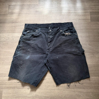 Vintage dickies Y2K black denim carpenter cargo jorts shorts W36 111