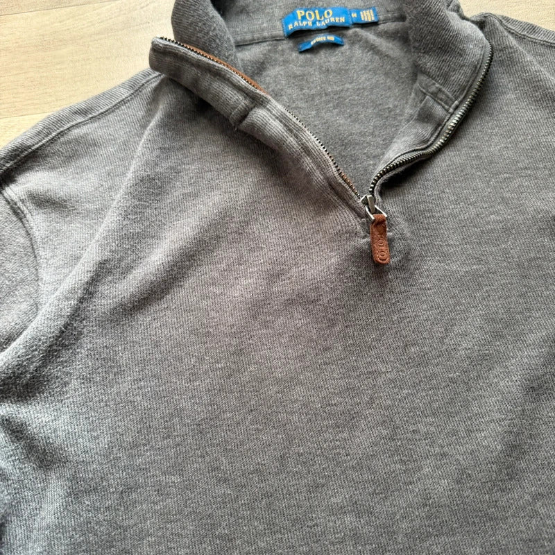 Ralph Lauren estate rib grey quarter zip 3/4 sweater jumper men’s size M 031