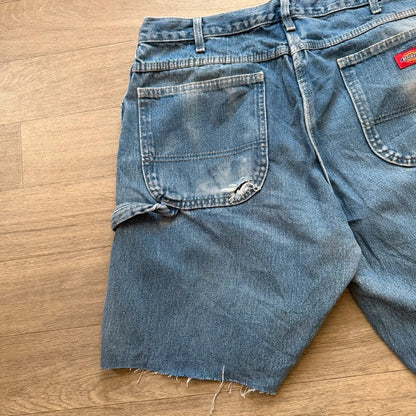 Vintage 2000s Dickies denim blue carpenter jean shorts Y2K W36 (12)