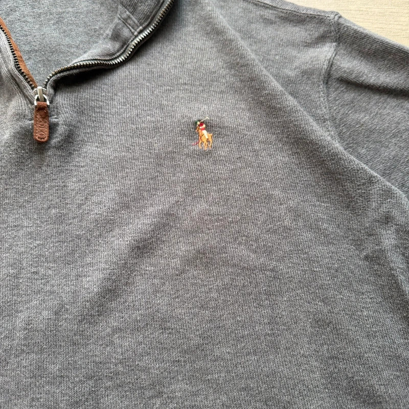 Ralph Lauren estate rib grey quarter zip 3/4 sweater jumper men’s size M 031