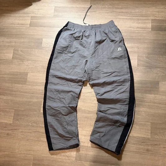 Vintage Russell athletics grey striped mesh lined nylon baggy track pants Y2K size Xl 199