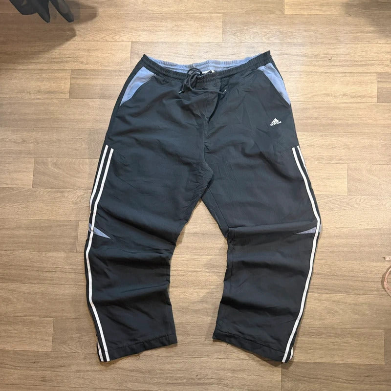 Adidas vintage Y2K 2000s black striped mesh nylon track pant size  M 147