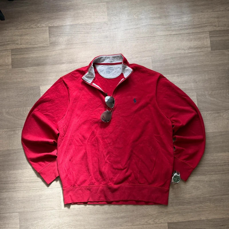 Ralph lauren red quarter zip jumper 1/4 performance zip up Y2K men’s size L102