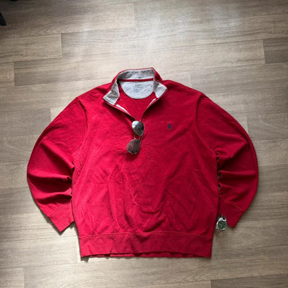 Ralph lauren red quarter zip jumper 1/4 performance zip up Y2K men’s size L102