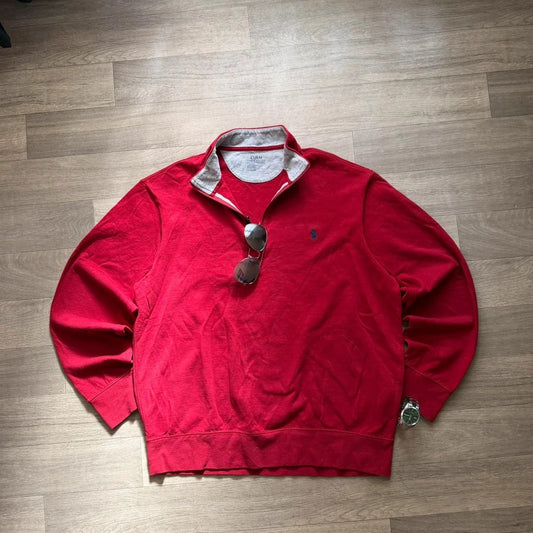 Ralph lauren red quarter zip jumper 1/4 performance zip up Y2K men’s size L102