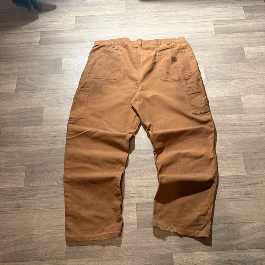 Vintage Carhartt dungaree fit brown tan cargo canvas trousers W42 L30 207
