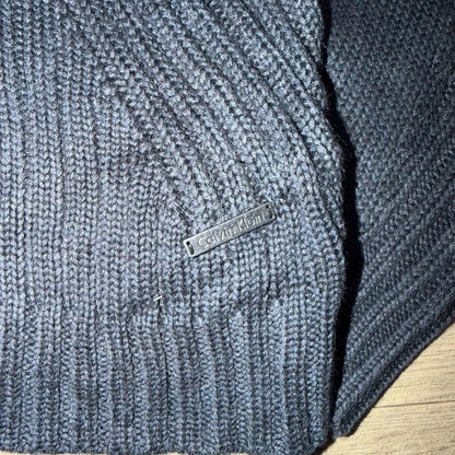 Calvin Klein vintage knitted navy quarter zip 3/4 sweater jumper size L 263