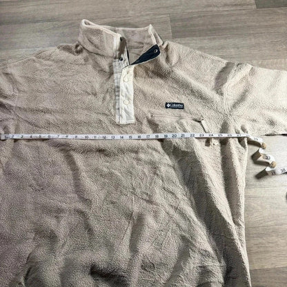 Vintage Columbia Sherpa Fleece Button Up Cream Beige Retro  pullover Y2K XXL 267