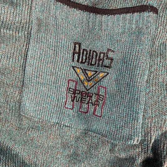 Vintage adidas 90s sportswear knitted quarter zip green jumper size L 233