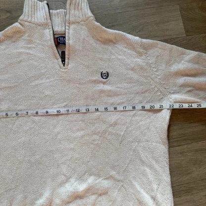 Chaps Ralph Lauren vintage white knitted quarter zip 3/4 sweater jumper M 260