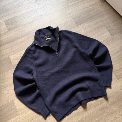 Woolrich vintage navy knitted 3/4 quarter zip sweater jumper size S 264