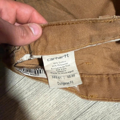 Vintage Carhartt dungaree fit brown tan cargo canvas trousers W42 L30 207