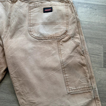 Dickies vintage 2000s Tan beige relaxed carpenter cargo jorts denim jean shorts W38 (13)