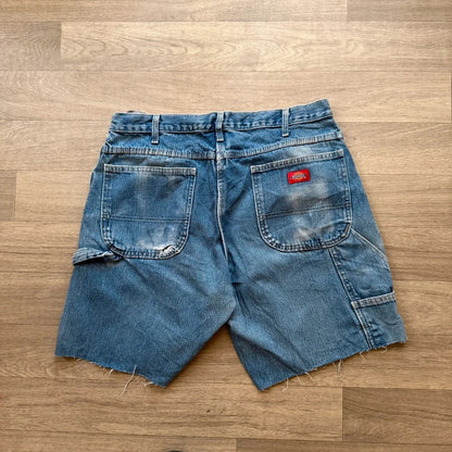 Vintage 2000s Dickies denim blue carpenter jean shorts Y2K W36 (12)