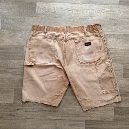 Dickies vintage 2000s Tan beige relaxed carpenter cargo jorts denim jean shorts W38 (13)
