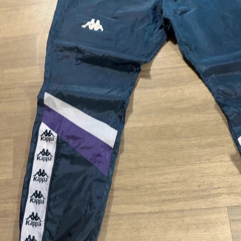 Vintage Kappa Track Pants Navy Purple White Y2K 90s Sportswear Joggers XL 218