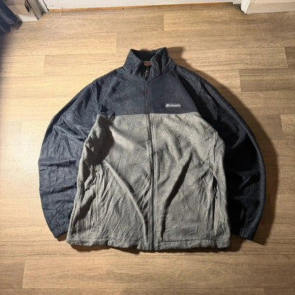 Columbia vintage Y2K full zip two tone grey fleece jacket size L 266