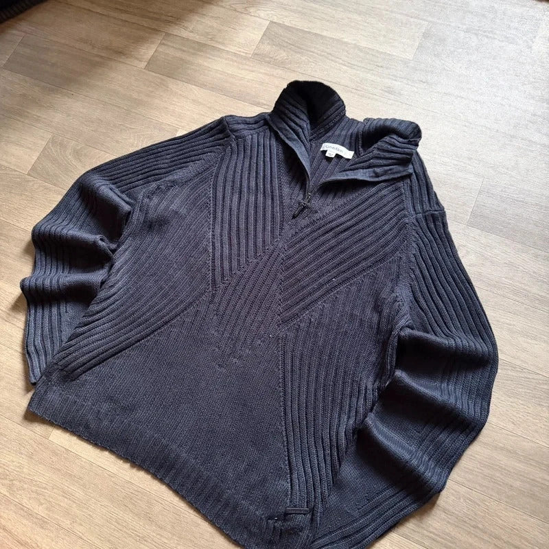 Calvin Klein vintage knitted navy quarter zip 3/4 sweater jumper size L 263