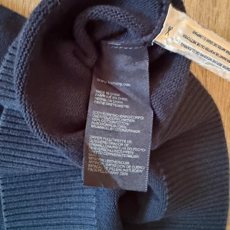 Tommy Hilfiger Navy Quarter Zip Sweatshirt Jumper Pullover Logo Men’s XL Vintage 053